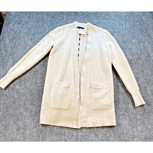 Banana Republic Wool Alpaca Blend Open Front Cardigan Sweater XS White Pockets - Picture 1 of 9